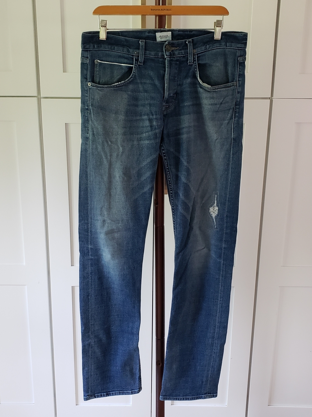 Hudson Jeans Byron Selvage Straight Leg Mens 32 Medium Blue Wash Made in USA